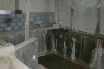 An example of moisture ingress in a basement.